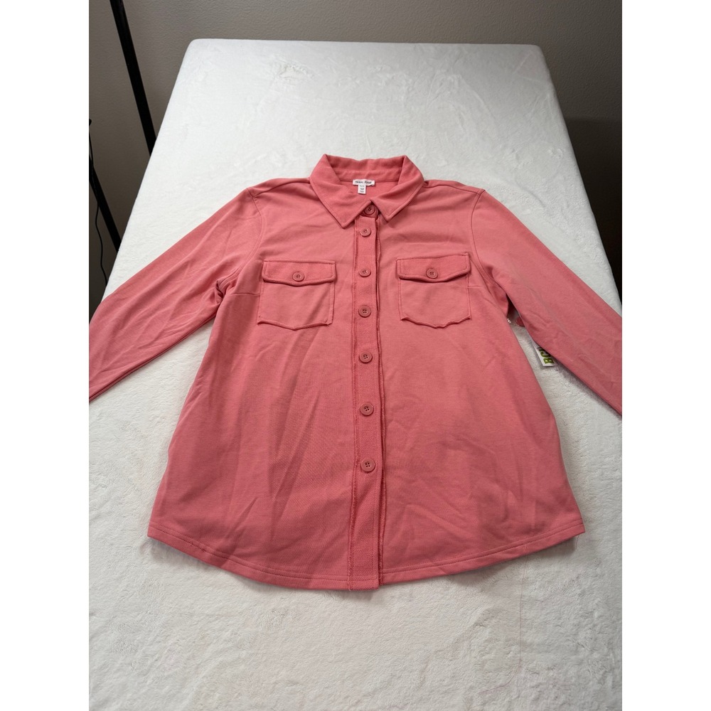 Tribal Jeans Button Up Shirt Women XL Coral Pink New Shacket 7651O-4614